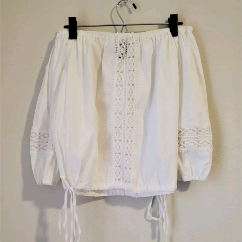 New Korean Style White Bohemian Off Shoulder Blouse